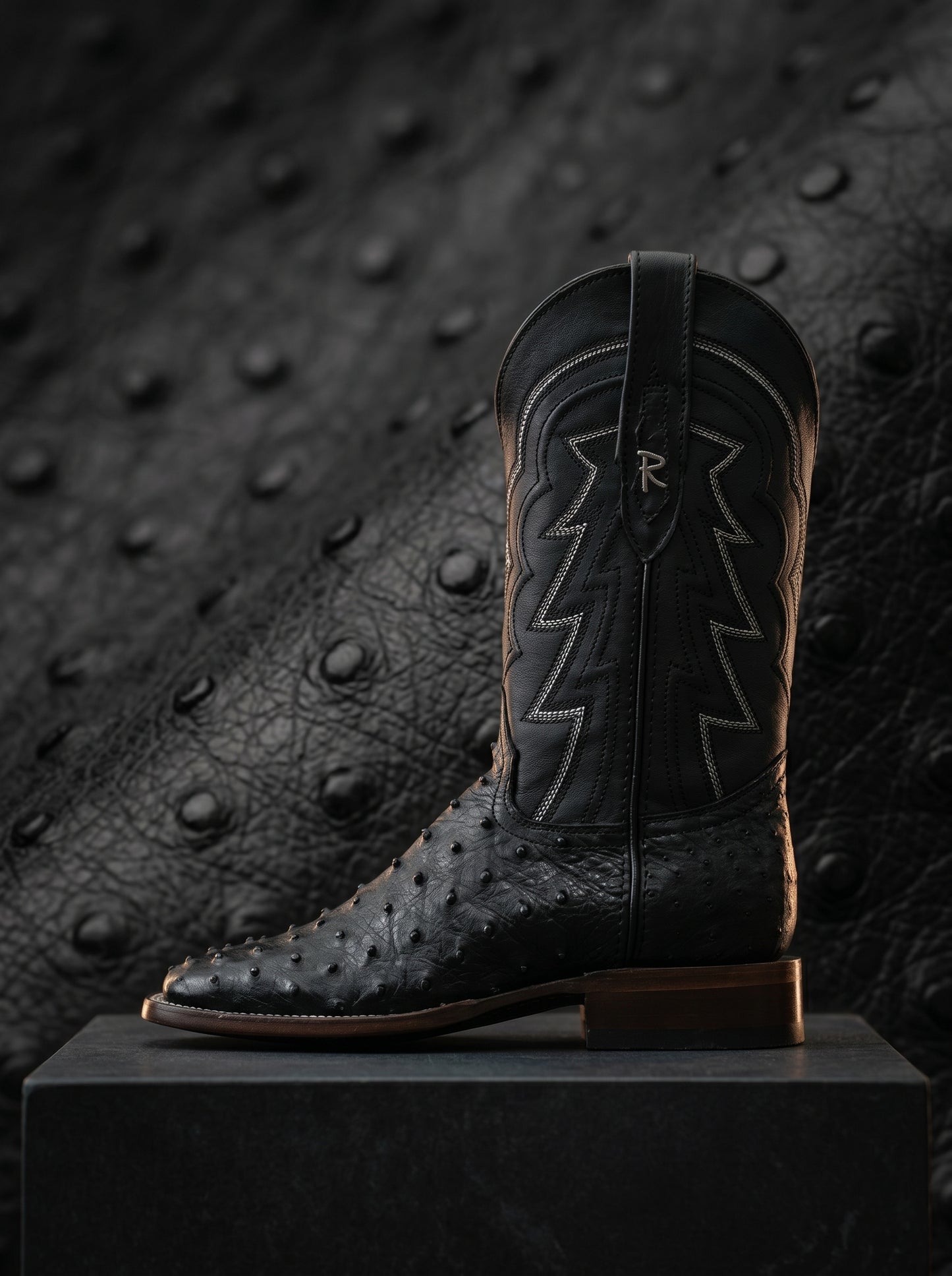 Ranchers Onyx Quill — Black Mid Square Toe