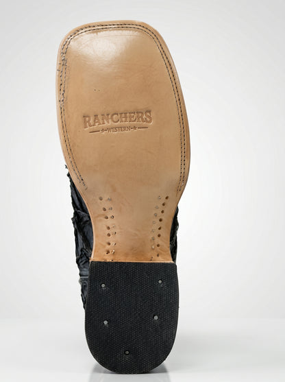 Ranchers Black Scale Exotic — Matte Wide Square Toe